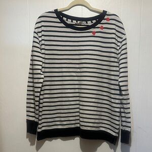 Jane and‎ Delancey striped sweatshirt with embroidered hearts size M